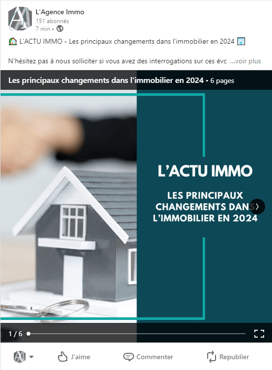 L'agence Immo publication linkedin par adfeed